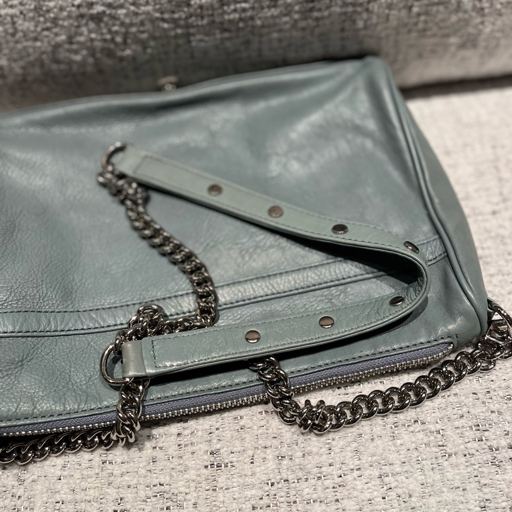REBECCA MINKOFF MAC large bag teal blue crossbody purse EUC removable strap - Picture 16 of 16